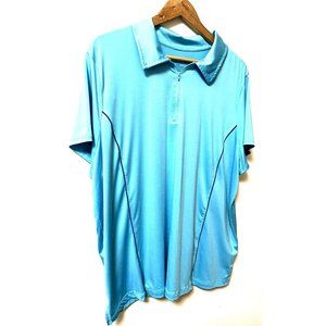 LIVI Wicking Short-Sleeve Zip-Up Polo Woman's Sport Shirt - Turquoise - 22/24